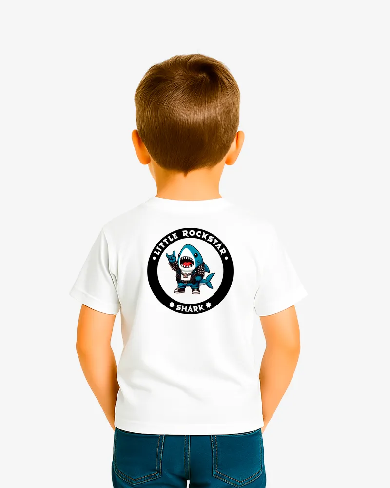 Camiseta niños Little rockstar Shark (blanco) (detrás)