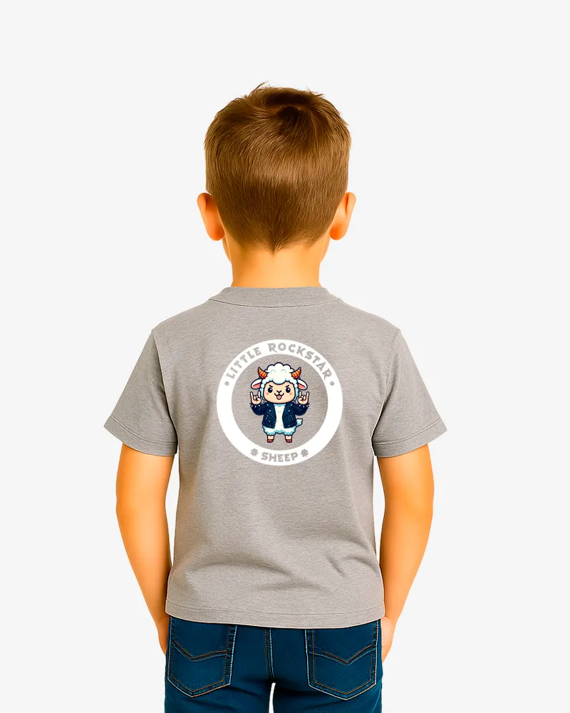 Camiseta niños Little rockstar Sheep (gris vigoré) (detrás)