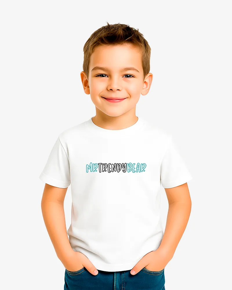 Camiseta niños Melbourne Mr Trendy Bear (blanco) (delante)