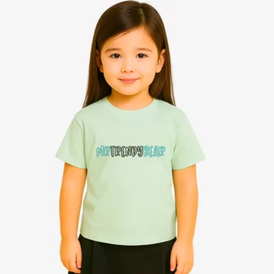 Camiseta niños Melbourne Mr Trendy Bear (verde mist) (delante)