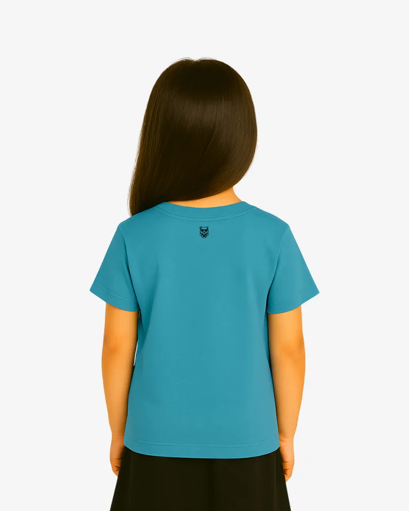 Camiseta manga corta niña (azul dusty) (detrás)