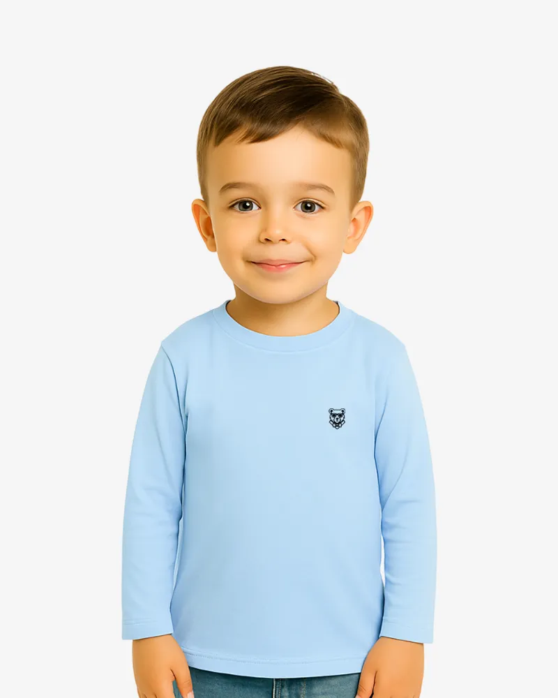 Camiseta manga larga niños Sydney Mr Trendy Bear (azul celeste) (delante)