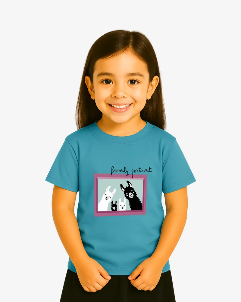 Camiseta niña Family portrait (azul dusty) (delante)