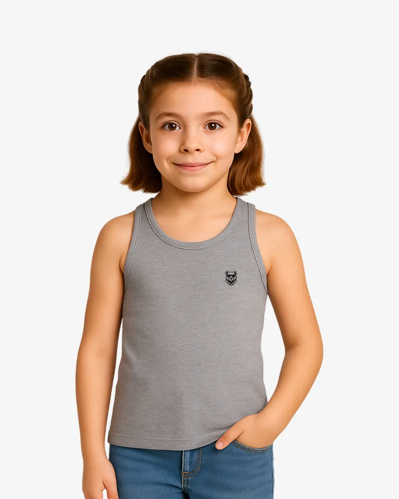 Camiseta tirantes niña Sydney Mr Trendy Bear (gris vigoré) (delante)
