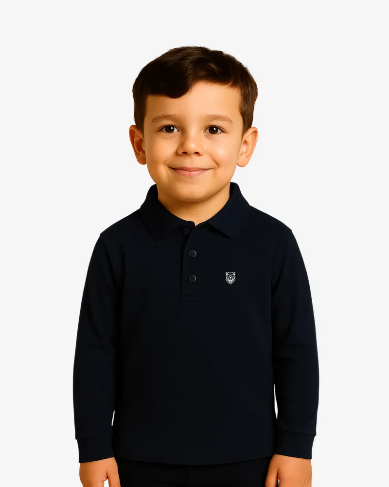 Polo manga larga niños Sydney Mr Trendy Bear (azul marino) (delante)