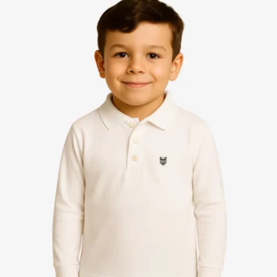 Polo manga larga niños Sydney Mr Trendy Bear (blanco) (delante)