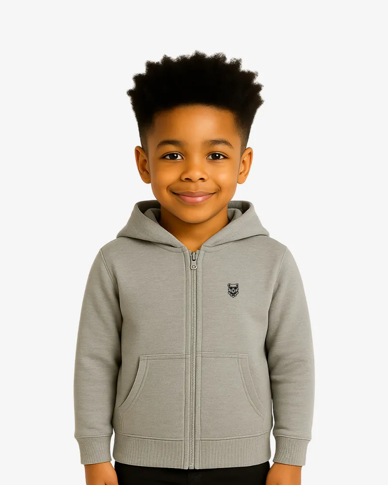 Sudadera capucha cremallera niños Sydney Mr Trendy Bear (gris vigoré) (delante)