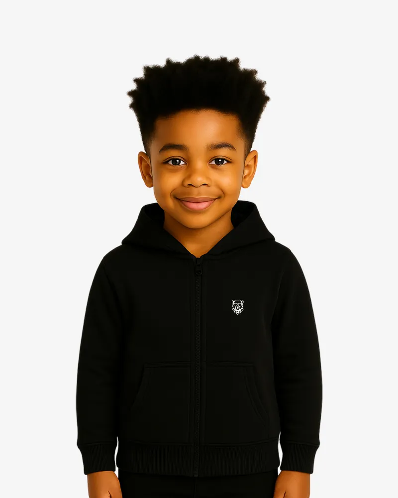 Sudadera capucha cremallera niños Sydney Mr Trendy Bear (negro) (delante)