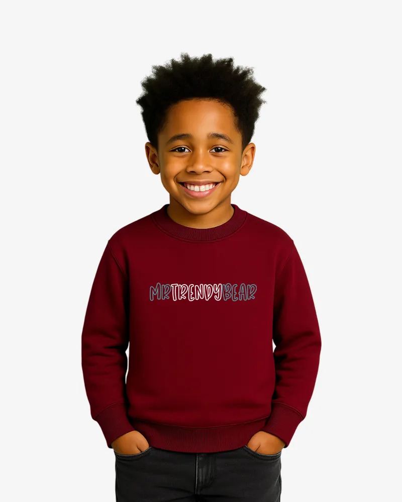 Sudadera niños Melbourne Mr Trendy Bear (granate) (delante)