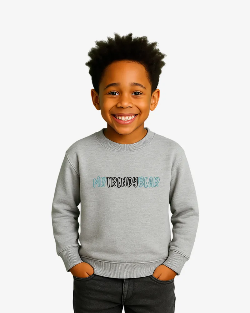Sudadera niños Melbourne Mr Trendy Bear (gris vigoré) (delante)