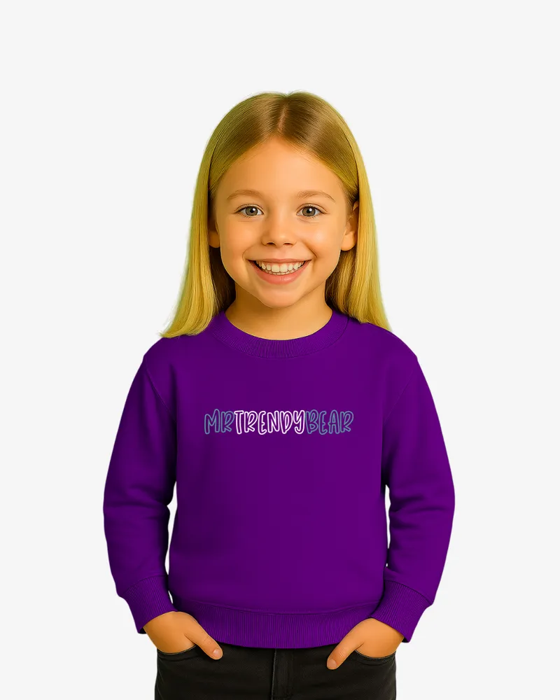 Sudadera niños Melbourne Mr Trendy Bear (púrpura) (delante)