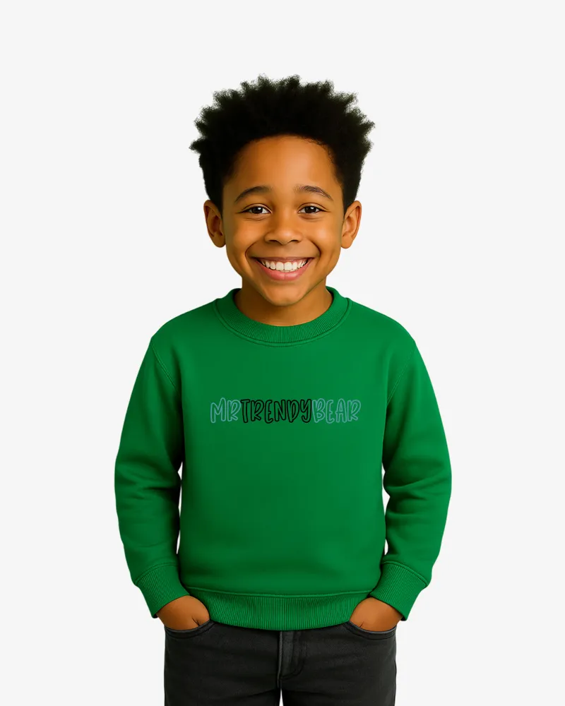 Sudadera niños Melbourne Mr Trendy Bear (verde kelly) (delante)