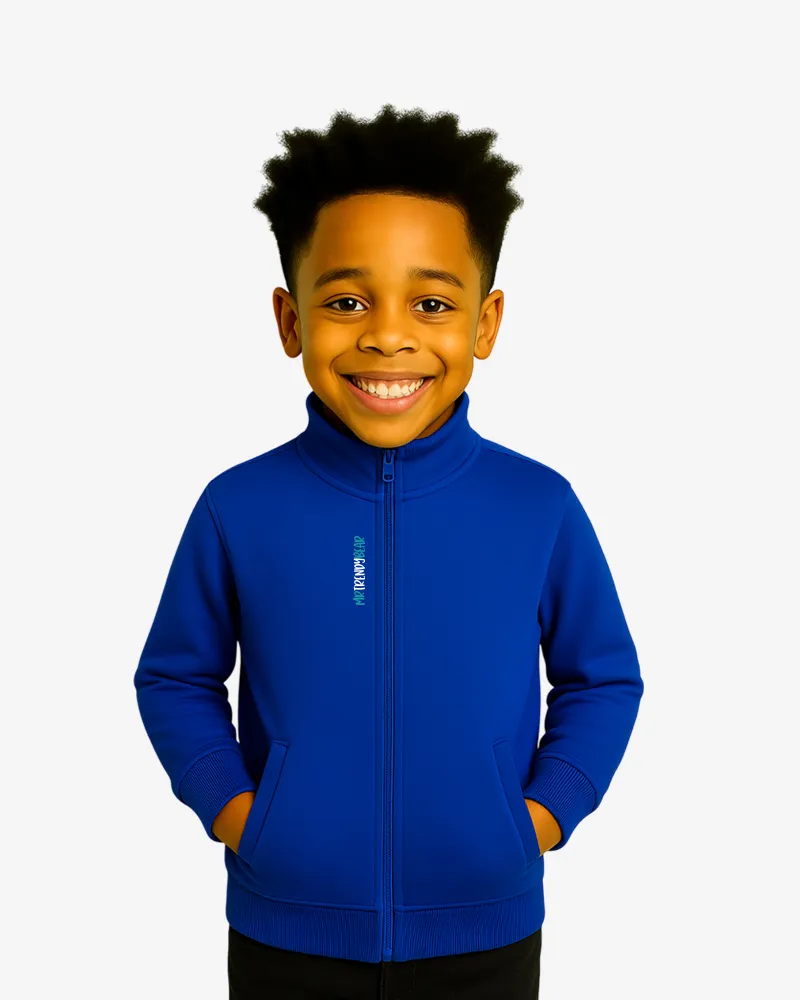 Sudadera niños cremallera Canberra 2 Mr Trendy Bear (azul royal) (delante)