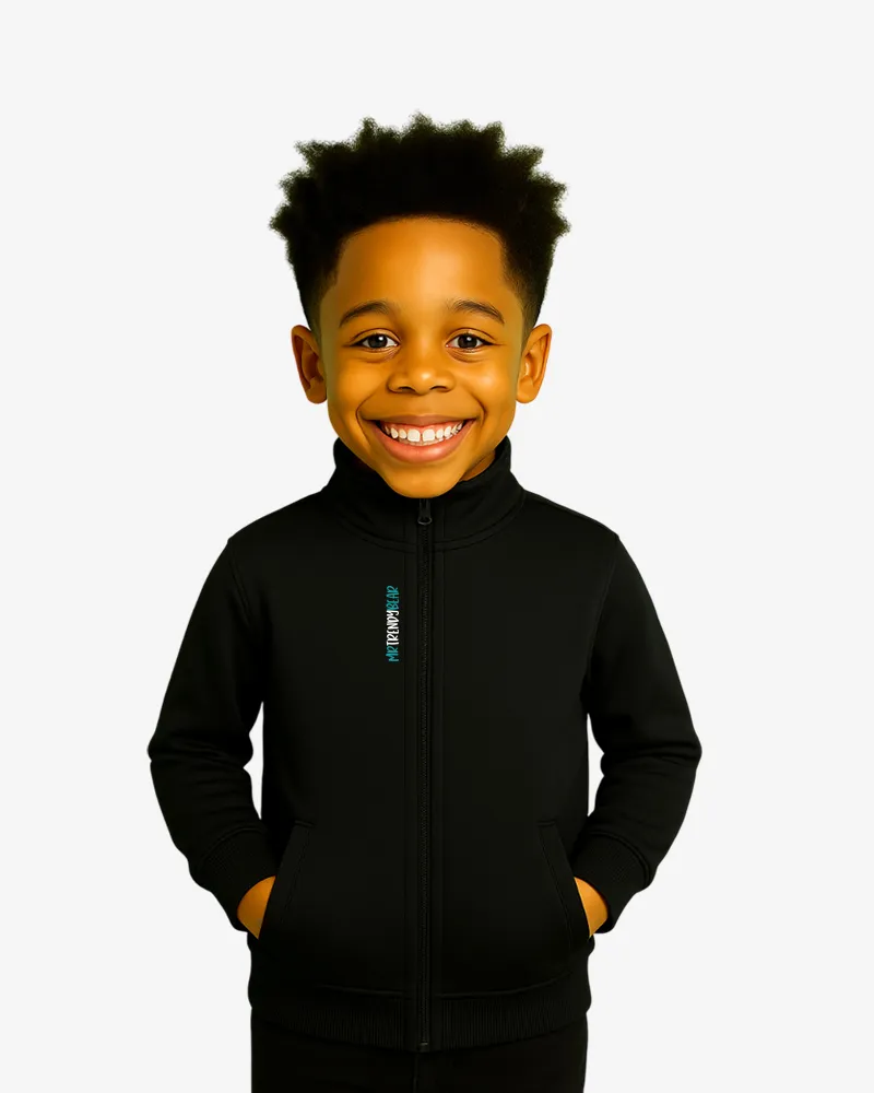 Sudadera niños cremallera Canberra 2 Mr Trendy Bear (negro) (delante)