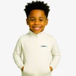 Sudadera niños cremallera Canberra Mr Trendy Bear (blanco) (delante)