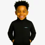 Sudadera niños cremallera Canberra Mr Trendy Bear (negro) (delante)