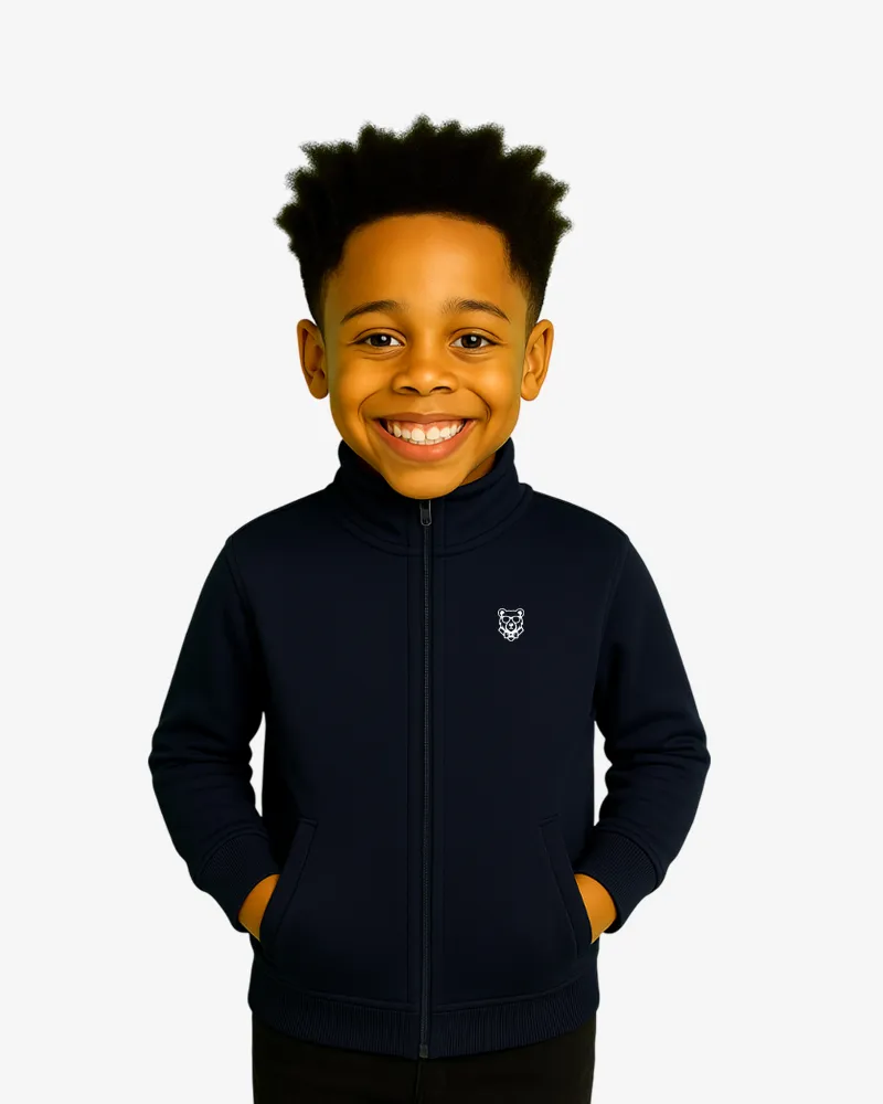 Sudadera niños cremallera Sydney Mr Trendy Bear (azul marino) (delante)