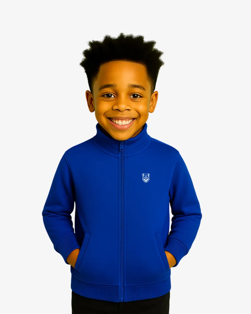 Sudadera niños cremallera Sydney Mr Trendy Bear (azul royal) (delante)