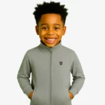 Sudadera niños cremallera Sydney Mr Trendy Bear (gris vigoré) (delante)
