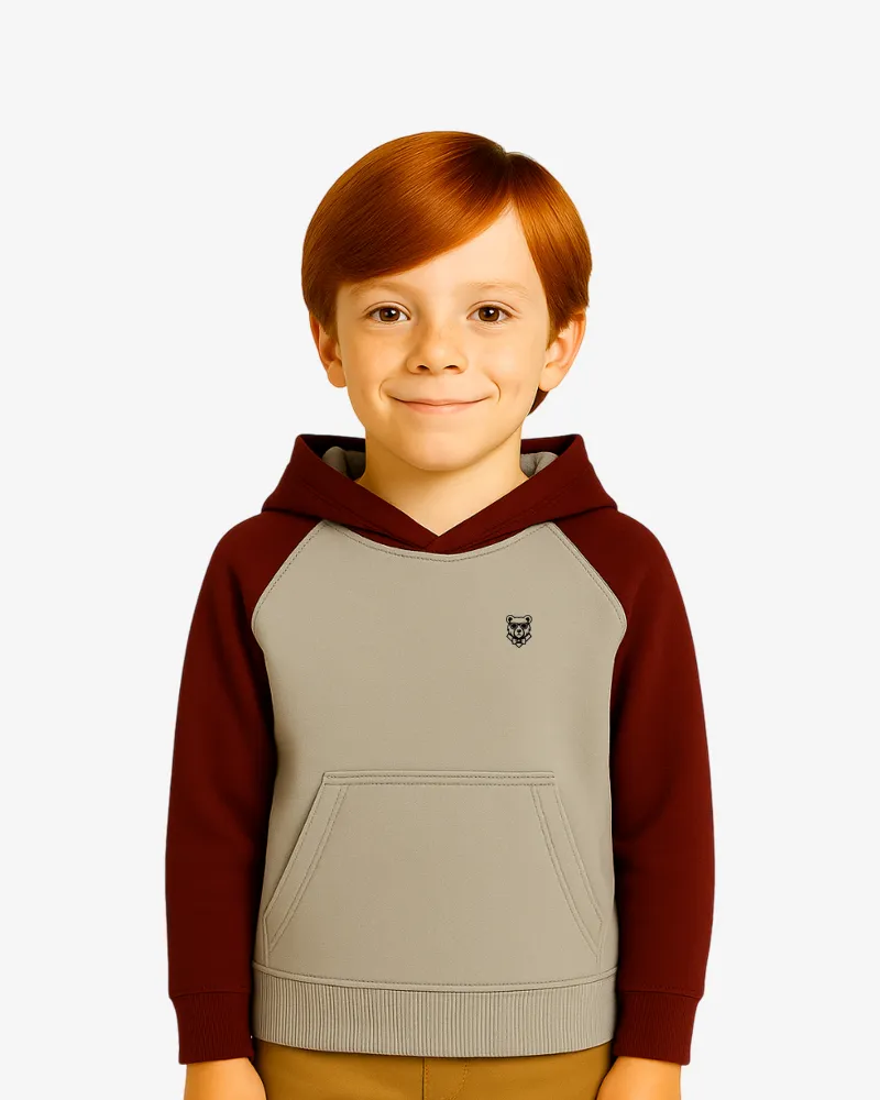 Sudadera Urban niños Sydney Mr Trendy Bear (gris vigoré_granate) (delante)