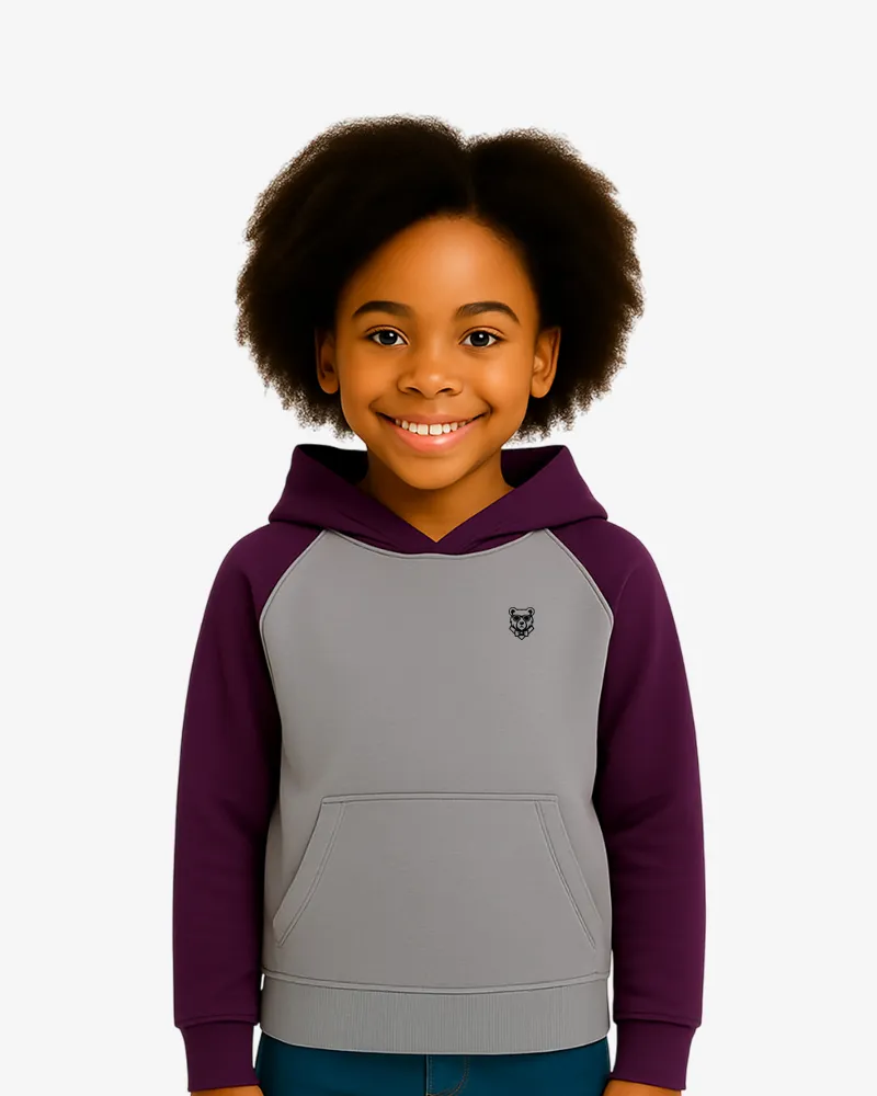 Sudadera Urban niños Sydney Mr Trendy Bear (gris vigoré_púrpura) (delante)