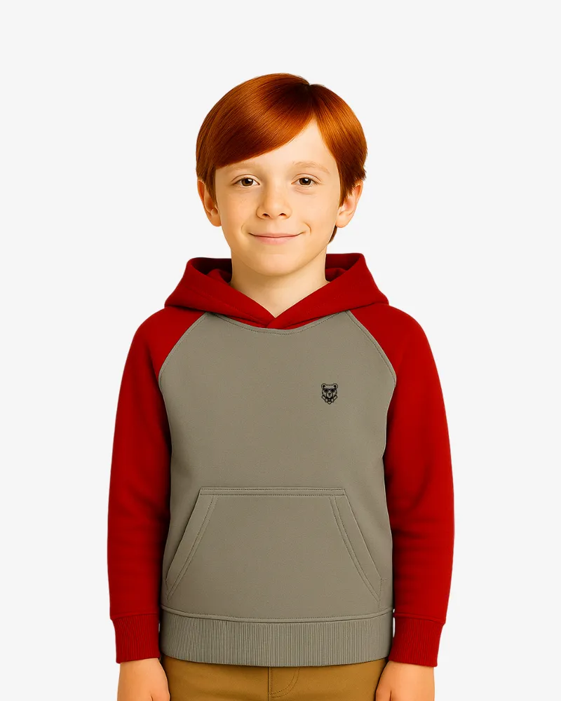 Sudadera Urban niños Sydney Mr Trendy Bear (gris vigoré_rojo) (delante)