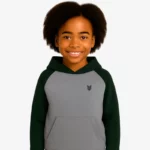 Sudadera Urban niños Sydney Mr Trendy Bear (gris vigoré_verde botella) (delante)