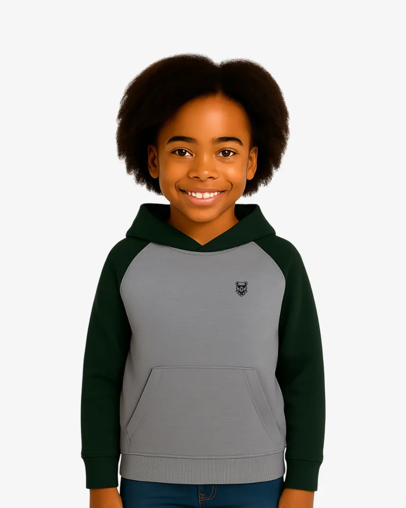 Sudadera Urban niños Sydney Mr Trendy Bear (gris vigoré_verde botella) (delante)